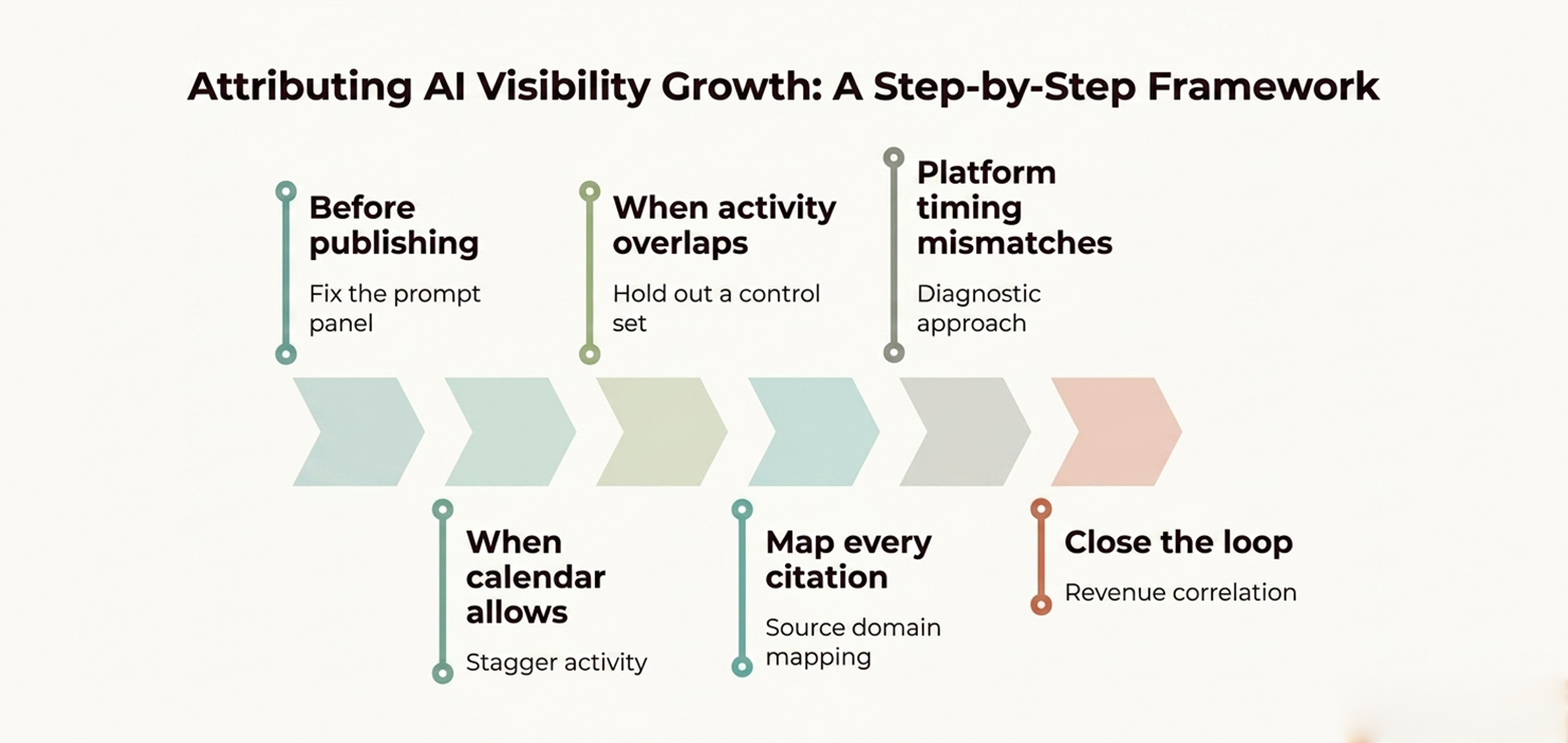 a comprehensive visual infographic representing a compelling strategy for AI brand mentions and attribution