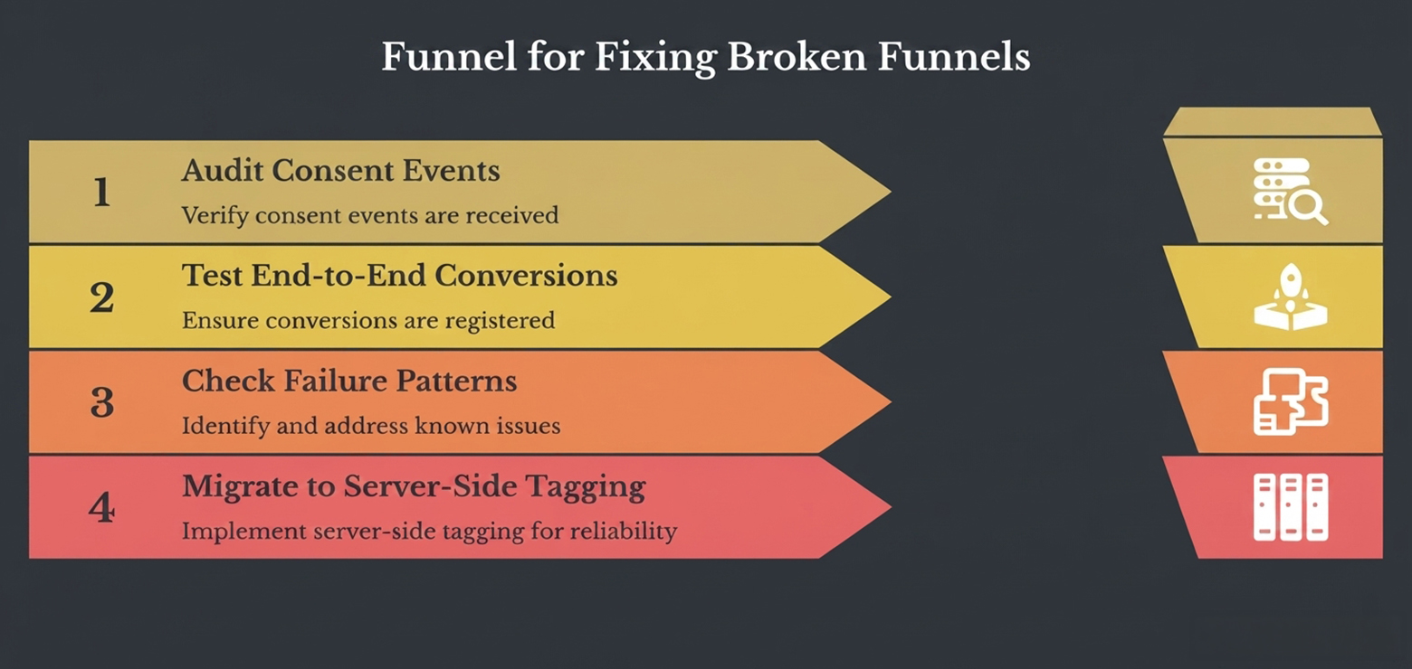 a compelling visual that represents the fixation of broken funnels