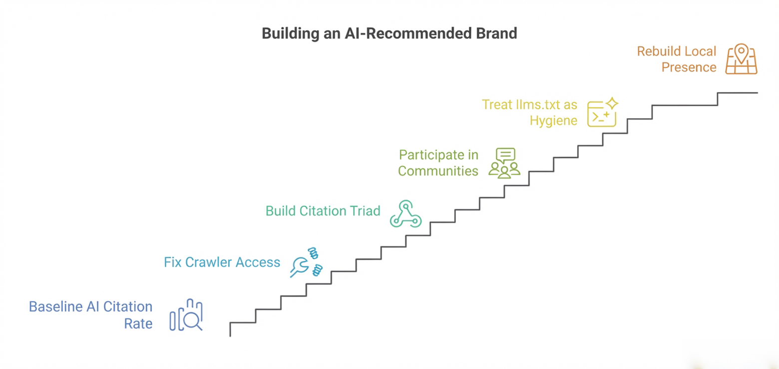 a comprehensive visual interpretation of a practical framework behind ranking your specific brand in every essential AI overview system