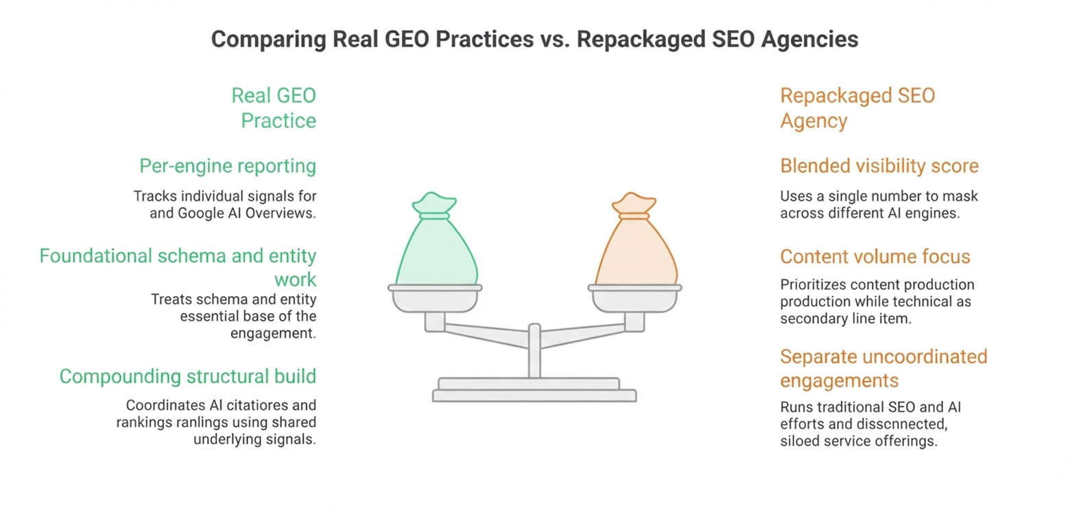 a highly compelling infographic visual representing a few key steps of clients before hiring a generative engine optimization agency in Orange County