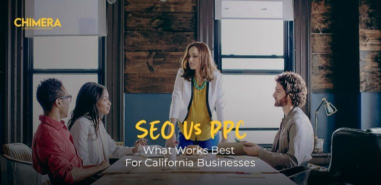 Comparisons of SEO and PPC marketing with respect to California businesses there is a team of professionals who are discussing strategy in a contemporary boardroom.