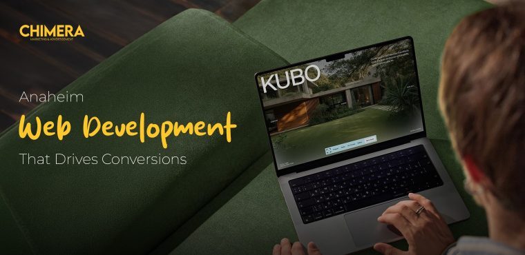 An individual checking out a high-quality real estate site in a MacBook, which features conversion-based web development and design services in Anaheim.